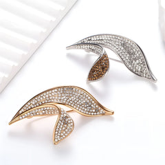 Fashion Glitter Rhinestone Sparkle Leafs Brooches for Girls Sweet Elegany Pins Jewelry for Women Ladies Accessories Wholesale