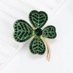 The Lucky Four-leaf Clover Brooches for Girls Sweet Elegant Glitter Pins Jewelry for Women Ladies Accessories Wholesale Chic