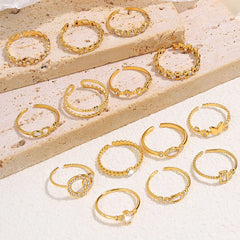 Fashionable Rings Women Simple Wheat Ear Style Gemstone Rings Versatile High-end Stainless Steel Jewelry Accessories Wholesale