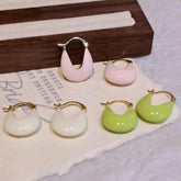 Fashion Simple Minimalistic Solid Color Trendy Hoop Earrings for Girls Cute Retro Vintage Jewelry for Women Ladies Accessories