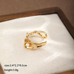 Fashion Glass Pearl Simple Flower Rings for Girls Stylish Minimalistic Jewelry for Women Ladies Wholesale China Manufacturer