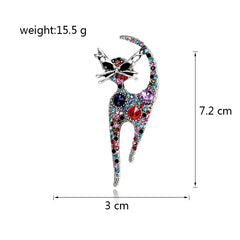 Fashion Cats Animals Rhinestone Sweet Brooches for Girls Trendy Glitter Sparking Pins Jewelry for Women Ladies Accessories