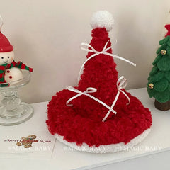 2025 Christmas Santa Claw Bowknot Classic Hat for Baby Girls Elegant Fashion Trendy Hair Accessories for Kids CHildren Teens
