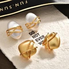 Female Niche Fashion Stud Earrings Geometric Wrapped Brushed-look Earrings for Women High-end Elegant Fashion Earrings Wholesale