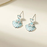 Fashion Trendy Classic Imitation Pearl Drop Earrings for Girls Ocean Blue Shell Sea Jewelry for Women Ladies Accessories Chic