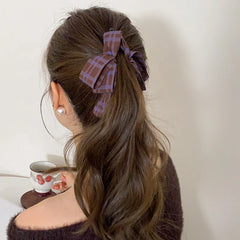 Fashion Elegant Graceful Bowknot Hair Clips for Girls French Style Plaid Banana Clips for Women Ladies Hair Accessories in Stock