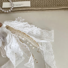 Fashion Elegant Lace Ribbon Bowknot Princess Style Hair Clips for Girls Sweet Cute Banana Clip for Women Ladies Hair Accessories