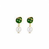 Ladies Green Yellow Baroque Pearl S925 Silver Drop Earring Elegant Vintage Trendy Low MOQ in Stock Jewelry for Women Causal