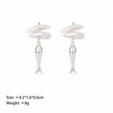 Fashion Baroque Pearl S925 Silver Cubic Zirconia Fish Animal Drop Earrings for Girls Jewelry for Women Ladies Wholesale Bulk