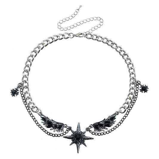 Fashion Star Demon Angel Link Necklaces for Girls Trendy Stylish Gothic Jewellry for Women Ladies Accessories Wholesale Supplier