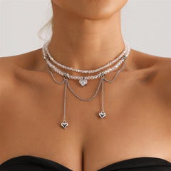 Fashion Sweet Cute Heart Shaped Necklaces for Girls Dainty Fine Princess Style Jewellry for Women Ladies Accessories Wholesale
