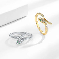 Snake Open Rings Women Adjustable Animal Design with Cubic Zirconia Rings High-end Light Luxury Fashion Jewelry Gift Wholesale