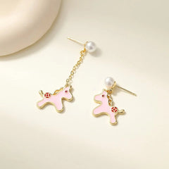 Cute Animals Horse Sweet Drop Earrings for Girls Kawaii Simple Solid Color Jewelry for Women Ladies Accessories Wholesale