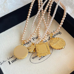 Ladies Flower Rhinestone 18k Gold-plated Freshwater Pearl Hand-Painted Drip Glaze Factory Price in Stock Pendant Necklace