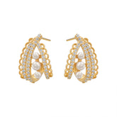 Exquisite Zirconium Lace Imitation Pearl Stud Earrings Women's Light Luxury High-end Elegant Sweet Earrings Jewelry 2026 New