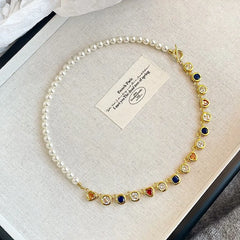 Fashion Zircon Imitation Pearl Jewelry Sets for Girls Bracelet Necklace for Women Ladies Wholesale Bulk Elegant Cute Supplier