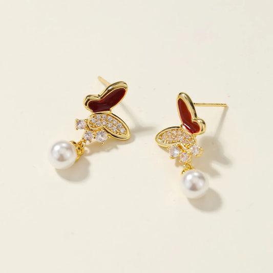 Trendy Butterfly Glitter Animals Cats Vintage Drop Earrings for Girls Elegant Dainty Jewelry for Women Ladies Accessories Chic