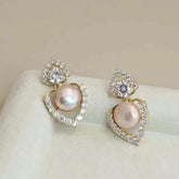 Women New Design Imitation Pearl Heart Decorative Small Drop Earring Elegant Trendy Glamorous Bulk Jewelry Accessories for Daily