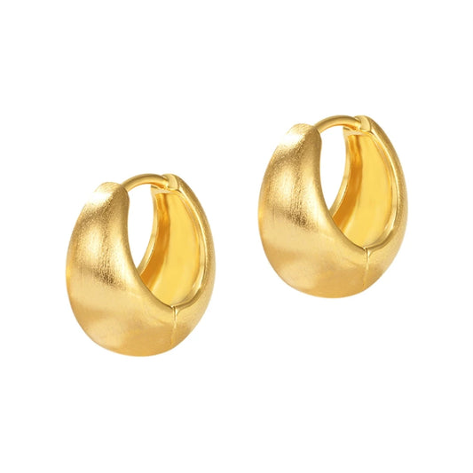 French Retro Minimalist Hoop Earrings Brushed Copper Plated Gold Ear Buckles High-end Huggie Accessories European American Bulk