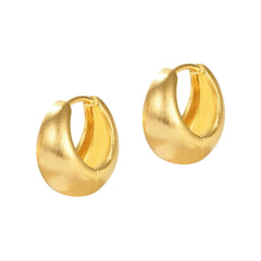 French Retro Minimalist Hoop Earrings Brushed Copper Plated Gold Ear Buckles High-end Huggie Accessories European American Bulk
