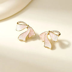 Girls Aesthetic Bow Pink Blue Small New Design Stud Earring Fashion Sweet Elegant High Quality Jewelry Accessories for Women Use