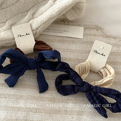 Fashion Trendy Bowknot Solid Color Scrunchies for Girls Sweet Simple Elegant Hair Ties for Women Ladies Hair Accessories Chic