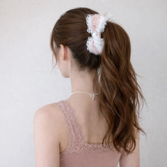 Fashion Bowknot Sweet Imitation Pearl Hair Clips for Girls Elegant Fluffy Cute Banana Clips for Women Ladies Accessories Chic