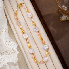 Fashion Freshwater Pearl Baroque Pearl 18K Gold Plated Jewelry Sets for Girls Necklace Bracelets Jewelry for Women Ladies