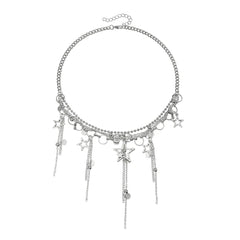 Fashion Sweet Tassel Star Elegant Necklaces for Girls Dainty Glamorous Charms Jewelry for Women Ladies Accessories Wholesale