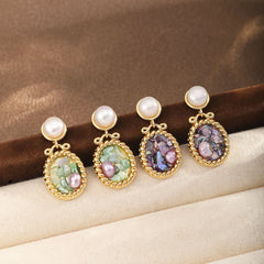 Fashion Freshwater Pearl Crushed Shell S925 Silver Drop Earrings for Girls Vintage Jewelry for Women Ladies Wholesale Bulk