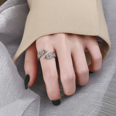 Best Selling Minimalist Fashionable Rings Women's Copper Feather Shape Rings Niche Design Elegant Jewelry Accessories Wholesale