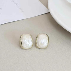Women Square Shape Minimalistic Small Stud Earring Fashion Elegant Simple Lightweight Bulk Jewelry Accessories for Female Causal