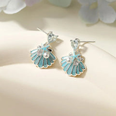 Fashion Trendy Classic Imitation Pearl Drop Earrings for Girls Ocean Blue Shell Sea Jewelry for Women Ladies Accessories Chic