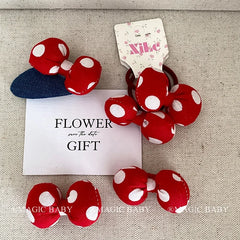 Sweet Simple Polka Dot Bowknot Scrunchies for Baby Girls Kawaii Sweet Trendy Hair Clips for Kids Children Hair Accessories