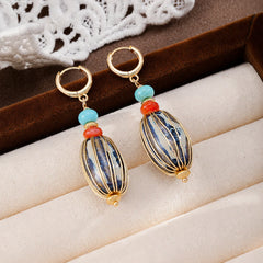 Fashion Ceramic Red Agate Turquoise Copper 18K Gold Plated Jewelry Sets for Girls Necklaces Drop Earrings for Women Ladies Bulk