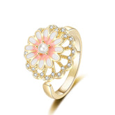 Best Selling Rotating Daisy Rings Elegant Sweet Fashionable with Cubic Zirconia Women's Flower Rings Jewelry Gift Accessory Bulk