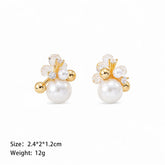 Women White Cut Crystal Flat Beads Half Hole Pearl S925 Silver Stud Earring Elegant Simple Fashion Low MOQ in Stock Jewelry