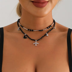 Fashion Beads Airplane Trendy Chic Necklaces for Girls Glamorous Dainty Jewelry for Women Ladies Accessories Wholesale Sweet