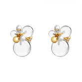 Korean-style Elegant Transparent Crystal Round Stud Earrings with Zirconium Inlaid Unique Trendy Fashionable Ear Jewelry Bulk