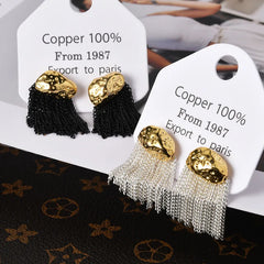 Korean Style Minimalist Earrings Women High-end Chain Tassel Stud Earring Super Fairy Cold Wind Earrings Fashionable Chic Bulk