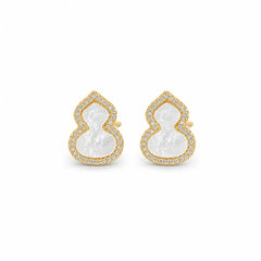 Fashion Copper 18K Gold Plated Gourd Earrings for Girls Abalone Shell Jewelry for Women Ladies Wholesale China Factory Bulk