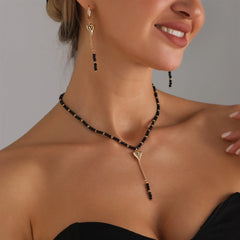 Fashion Trendy Beads Heart Shaped Necklaces for Girls Elegant Earring Jewelry Suits Sets for Women Ladies Accessories Wholesale