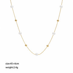 Fashion Glass Pearl Copper Beads Necklaces for Girls Simple Elegant Classic French Style Jewelry for Women Ladies Wholesale