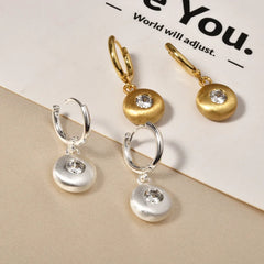 French-style Cute Zirconium-inlaid Hoop Earrings Gold Brushed Round Square Heart-shaped Small Ear Buckles Elegant Accessories