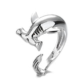 Shark Open Rings Women Men Adjustable Animal Ocean Theme Statement Band Unique Rings Fashion Jewelry Gift Accessories Wholesale