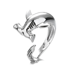 Shark Open Rings Women Men Adjustable Animal Ocean Theme Statement Band Unique Rings Fashion Jewelry Gift Accessories Wholesale