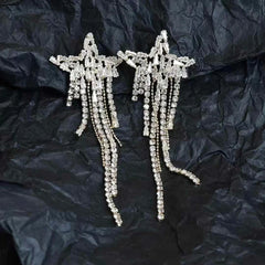 Female Star Bowknot Decorative Drop Earring Exaggerated Fashion Sparking Dainty Charms Bulk Jewelry Accessories for Women Daily