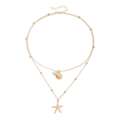 Fashion Layered Wearing Sweater Chain Necklaces for Girls Sweet Sea Ocean Elegant Jewelry for Women Ladies Accessories Wholesale