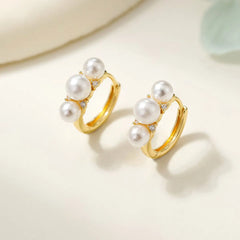 Sweet Elegant Imitation Pearl Simple Classic Minimalistic Hoop Earrings for Girls Dainty Jewellry for Women Ladies Accessories