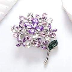 Fashion Glitter Sparking Rhinestone Brooches for Girls Sweet Flowers Floral Pins Jewelry for Women Ladies Accessories Wholesale